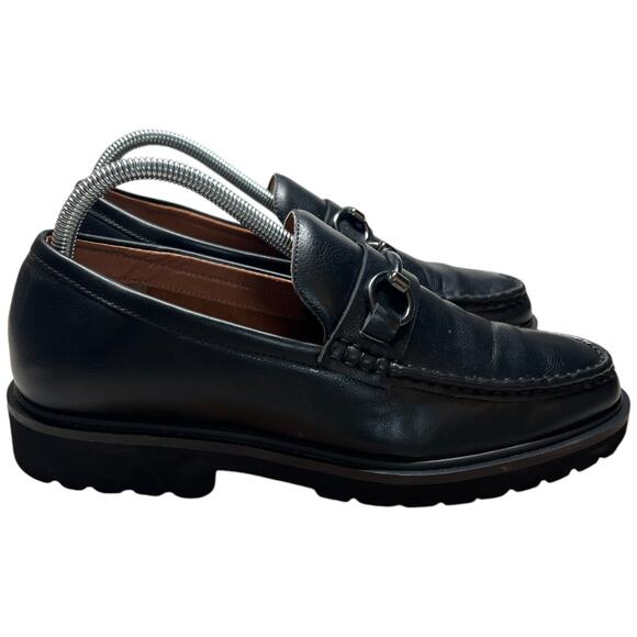 STEVE MADDEN Mister Women's 8 Black Leather Loafer Lug Sole Horse Bit Slip On - Picture 6 of 13